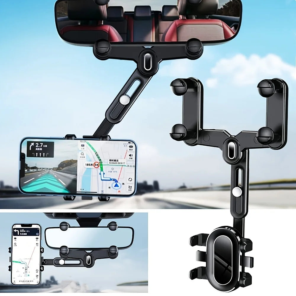 360° Car Rearview Mirror Mobile Phone Holder